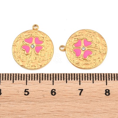 304 Stainless Steel Enamel & Crystal Rhinestone Pendants STAS-G398-28G-04-1
