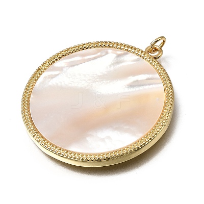 Natural Shell Brass Pendants KK-C262-11A-G-1