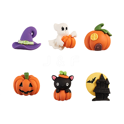 30Pcs 6 Style Resin Cabochons Halloween Theme RESI-CJ0001-194-1