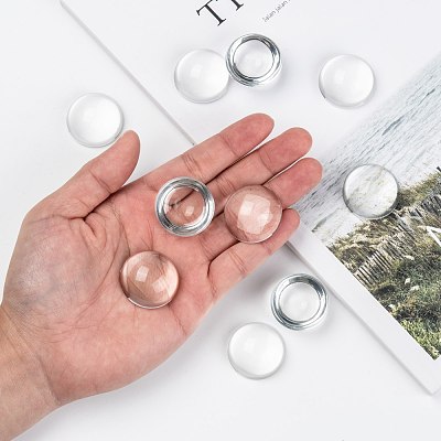 Transparent Half Round Glass Cabochons GGLA-R027-30mm-1
