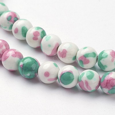 Synthetic Ocean White Jade Bead Strands G-J350-8mm-06-1