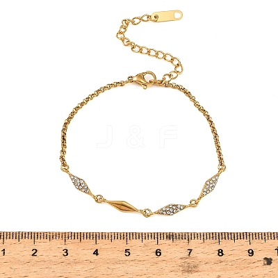 304 Stainless Steel Pave Clear Cubic Zirconia Link Chain Bracelets for Women SA-CBAABBA-07B-G-1