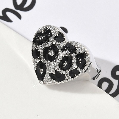 Brass Micro Pave Cubic Zirconia Cuff Rings RJEW-H256-07P-1