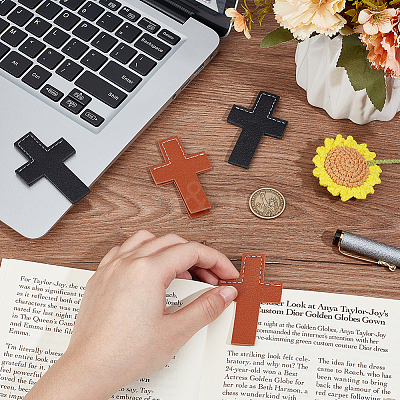 4Pcs 2 Colors Leather Bookmarks AJEW-CP0003-82A-1