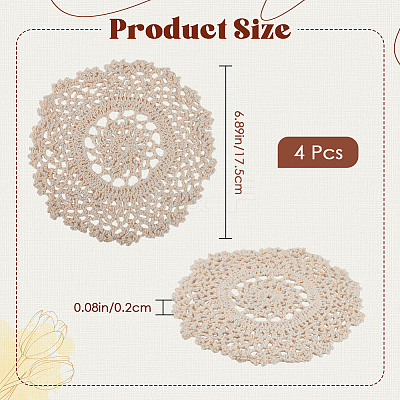 Handmade Cotton Lace Cup Coasters AJEW-GF0008-84B-1