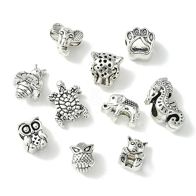60Pcs 10 Style Tibetan Style Alloy European Beads TIBEB-FS0001-03-1