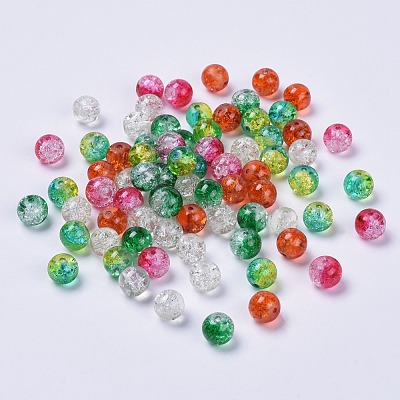 5 Colors Spray Painted & Baking Paint Crackle Glass Beads CCG-X0010-10-8mm-1