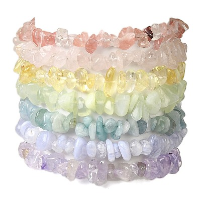 7Pcs Gemstone Stretch Bracelet Sets BJEW-JB11174-1