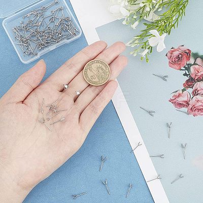 100 Pcs 5 Styles 304 Stainless Steel Stud Earring Findings STAS-UN0022-10P-1