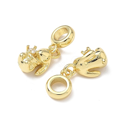 Brass Pave Clear Cubic Zirconia European Dangle Charms KK-Q068-57G-1