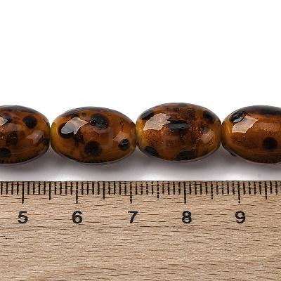 Handmade Gold Sand Lampwork Beads Strands LAMP-Q045-06A-1