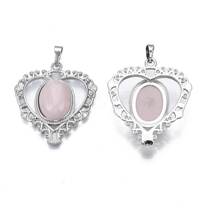 Natural Rose Quartz Pendants G-S274-12J-1