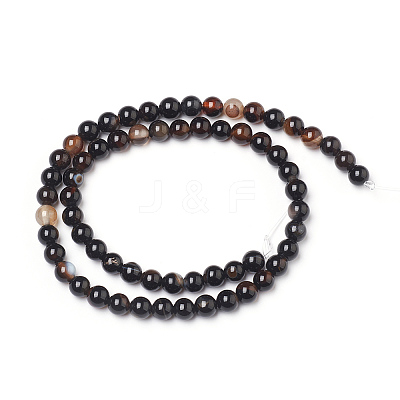 Natural Black Agate Beads Strands X-G-L555-04-6mm-1