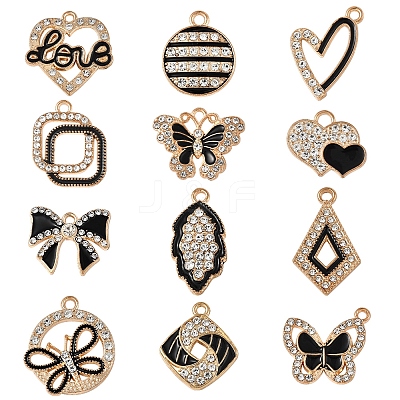 24Pcs 12 Styles Alloy Enamel Pendants ALRI-FS0001-04-1