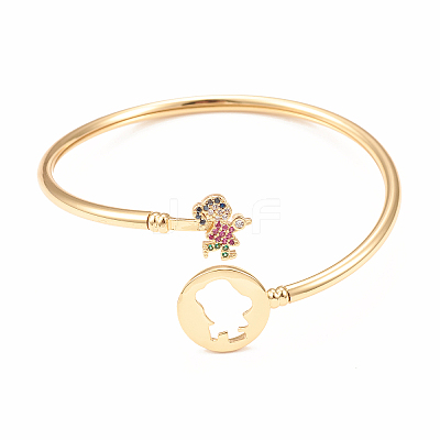 Rack Plating Brass Micro Pave Cubic Zirconia Bangles BJEW-E071-16G-01-1