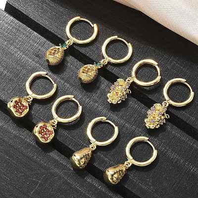 Brass Cubic Zirconia Hoop Earrings EJEW-Q015-01G-1