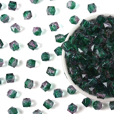 300Pcs Two Tone Transparent Spray Painted Acrylic Beads ACRP-YW0001-16C-1