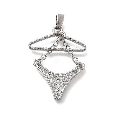 Brass Micro Pave Cubic Zirconia Charms KK-P336-03A-P-1
