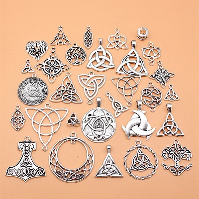 30Pcs Tibetan Style Alloy Pendants PW-WGCBDA4-01-1