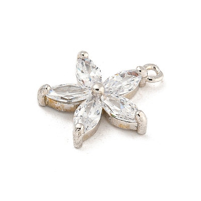 Rack Plating Brass Clear Cubic Zirconia Pendants KK-P277-21P-1