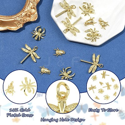 6Pcs 3 Styles Brass Pendants KK-YW0004-44-1