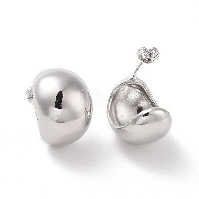 Brass Half Round Stud Earrings X-EJEW-G315-07P-1