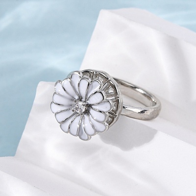 Brass Micro Pave Cubic Zirconia Rotating Finger Rings RJEW-S636-04P-1