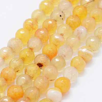 Faceted Natural Agate Beads Strands G-F561-6mm-D06-1