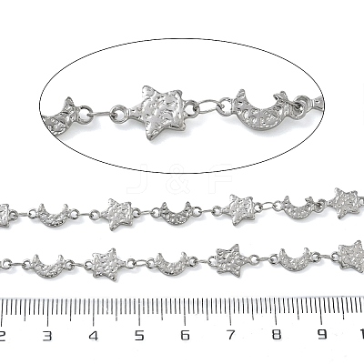 Hammered 304 Stainless Steel Moon & Star Link Chains SA-CBA21A8-01P-01-1