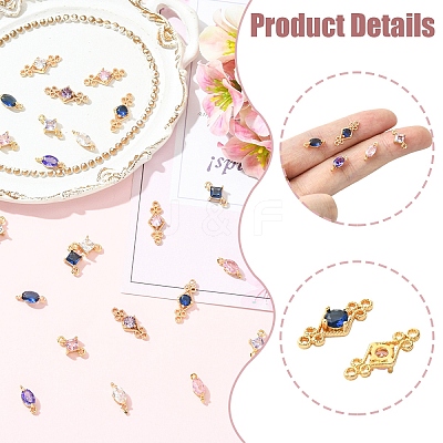 30Pcs 15 Styles Transparent Glass Links/Connectors GLAA-YW0005-63-1
