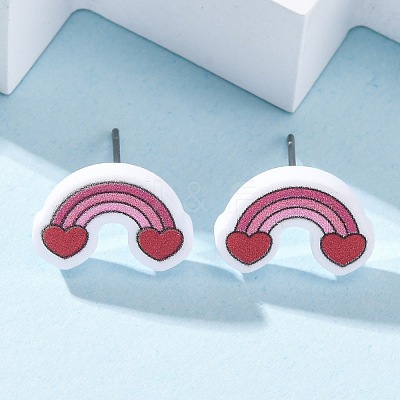 Wood Stud Earrings EJEW-M063-01H-1