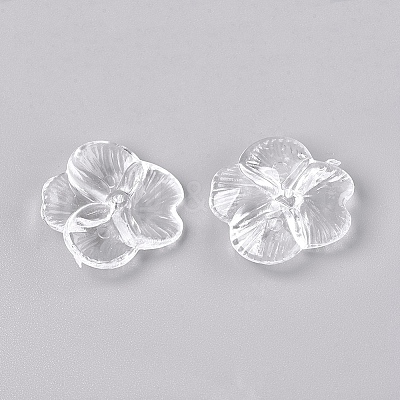4-Petal Transparent Acrylic Beads X-TACR-R135-01-1