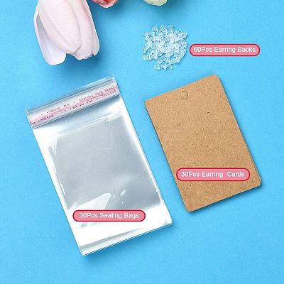 30Pcs Rectangle Paper One Pair Earring Display Cards with Hanging Hole DIY-YW0008-55B-1