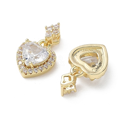 Valentine's Day Brass Micro Pave Clear Cubic Zirconia Charms KK-A299-05G-1