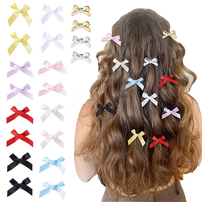 50Pcs 10 Colors Bowknot Polyester & Alloy Alligator Hair Clips PHAR-TA0001-16-1