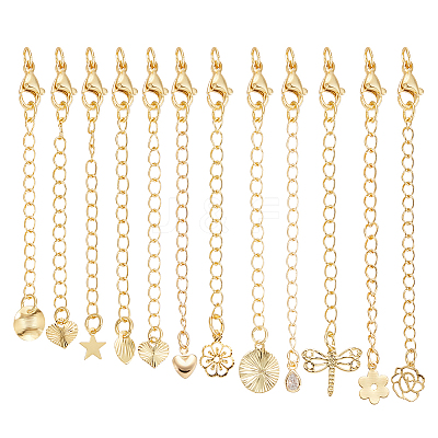 12Pcs 12 Styles Brass Chain Extender KK-ME0004-24-1