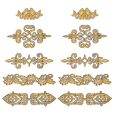 10Pcs 5 Style Ethnic Style Polyester Metallic Thread Embroidery Iron on Applique Patch PATC-NB0001-21-1