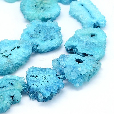 Dyed Natural Druzy Geode Agate Nugget Bead Strands G-M218-02B-1