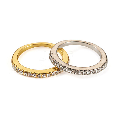 2Pcs 2 Colors Alloy with Crystal Rhinestone Finger Rings RJEW-TADJ0001-01E-1