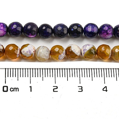 Natural Fire Crackle Agate Faceted Round Beads Strands G-A134-02-6mm-1