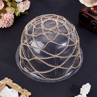 1Pc Rhinestone Mesh Headpiece Cap AJEW-HY0002-55G-1