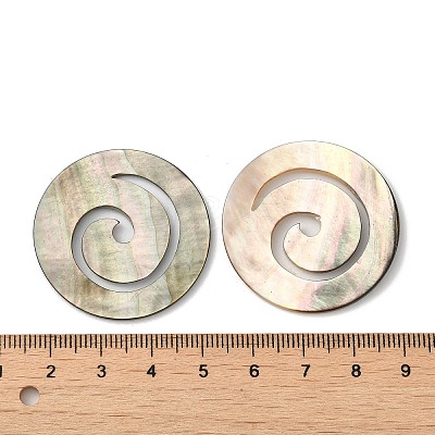 Natural Black Lip Shell Vortex Cabochons SHEL-M019-04-1