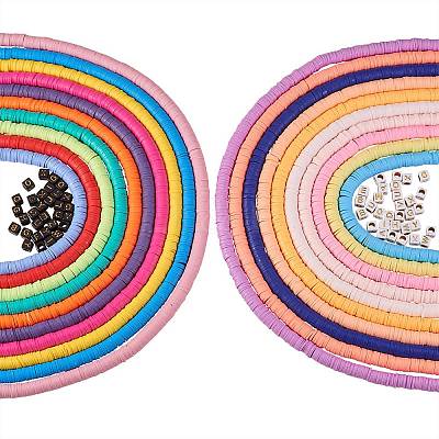 20 Strands 20 Colors Flat Round Handmade Polymer Clay Beads CLAY-SZ0001-72-1