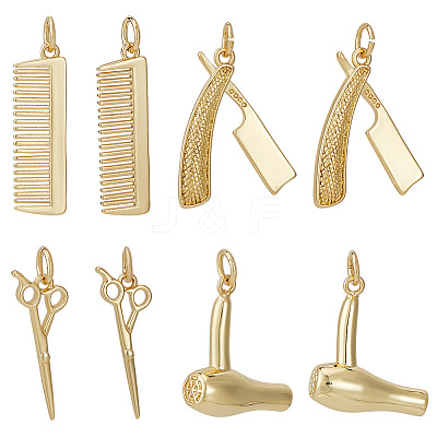 8Pcs 4 Style Brass Pendants KK-BBC0012-91-1