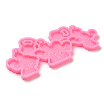 Fitness Theme Silicone Keychain Pendant Molds AJEW-M221-05-1