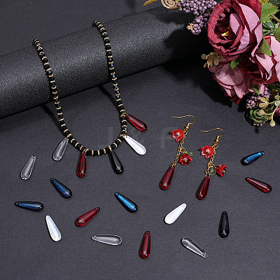 100Pcs 5 Colors Baking Paint Transparent Glass Pendants FIND-SC0023-47B-1