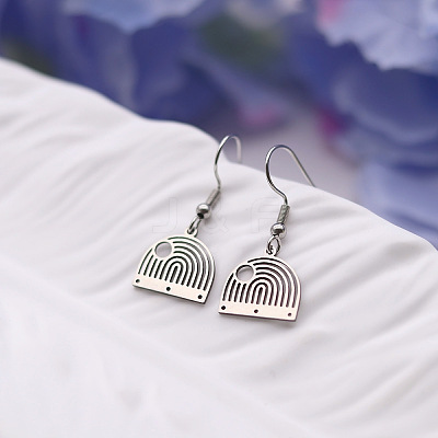 304 Stainless Steel Fan Dangle Earrings for Women WG7EBCE-02-1