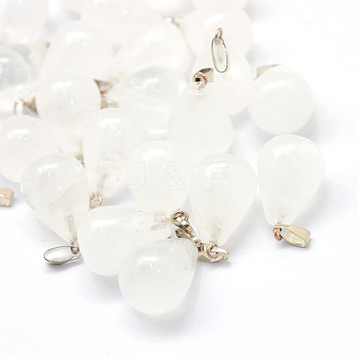 Teardrop Natural Quartz Crystal Pendants G-Q435-01-1