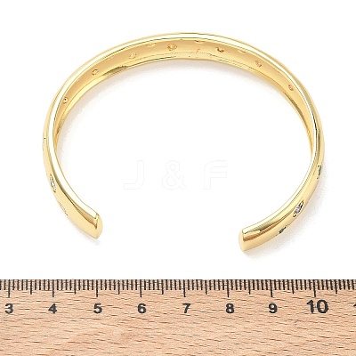 Brass Micro Pave Cubic Zirconia Cuff Bangles for Women BJEW-A172-03G-1