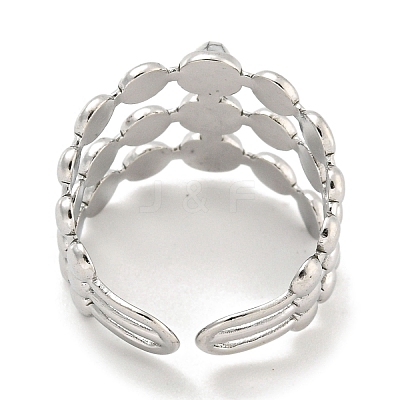 304 Stainless Steel Synthetic Turquoise Cuff Rings G-Z056-05P-05-1